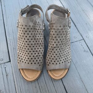 Sophia Milano Made in Italy Taupe Leather Sandals for Anthropologie 3" Heel US 8